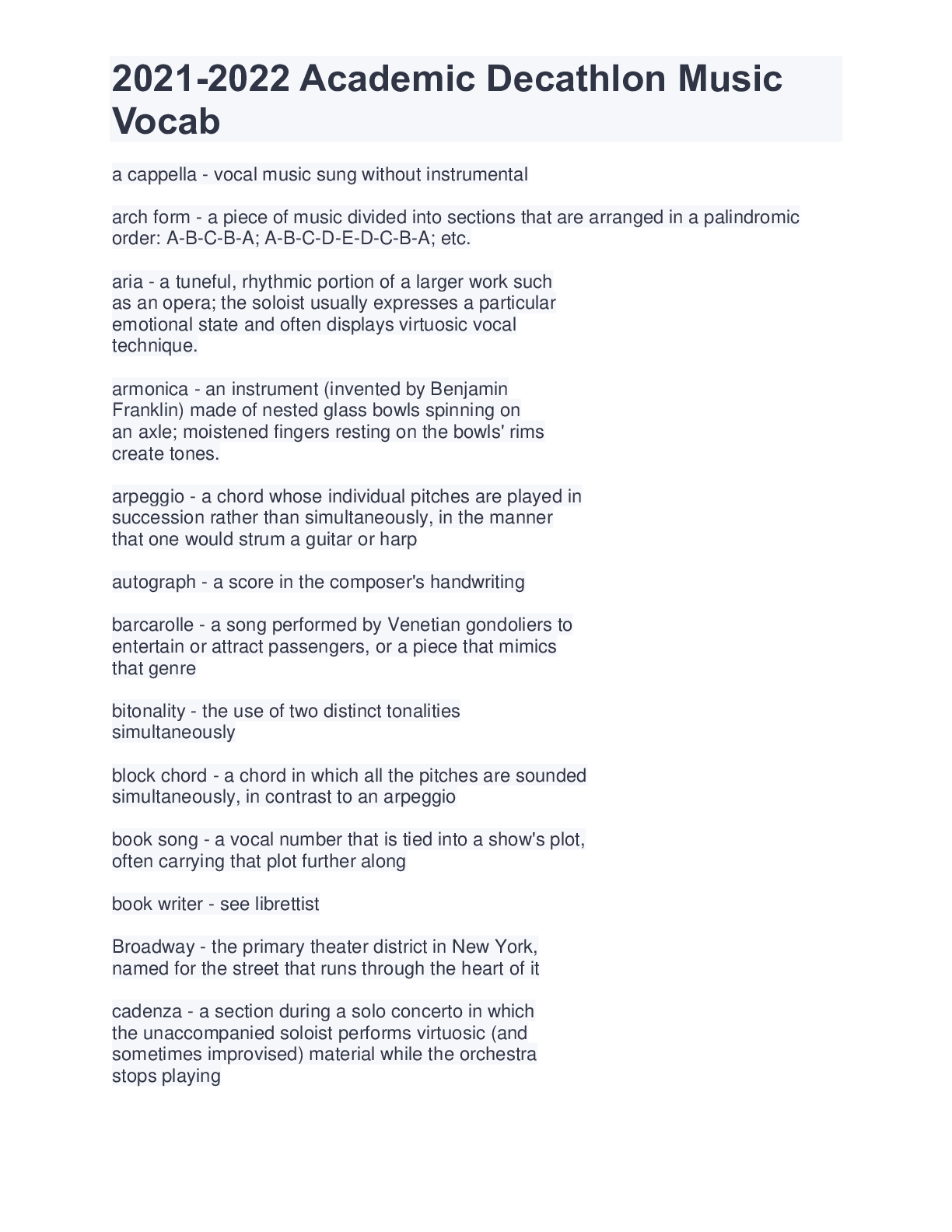 Preview image for 2021-2022 Academic Decathlon Music Vocab